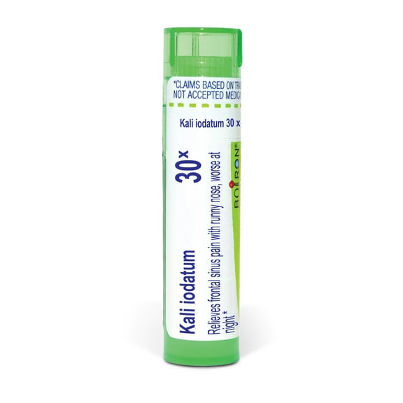 Boiron Kali Iodatum 30X, Homeopathic Medicine for Frontal Sinus Pain With Runny Nose, Worse At Night, 80 Pellets