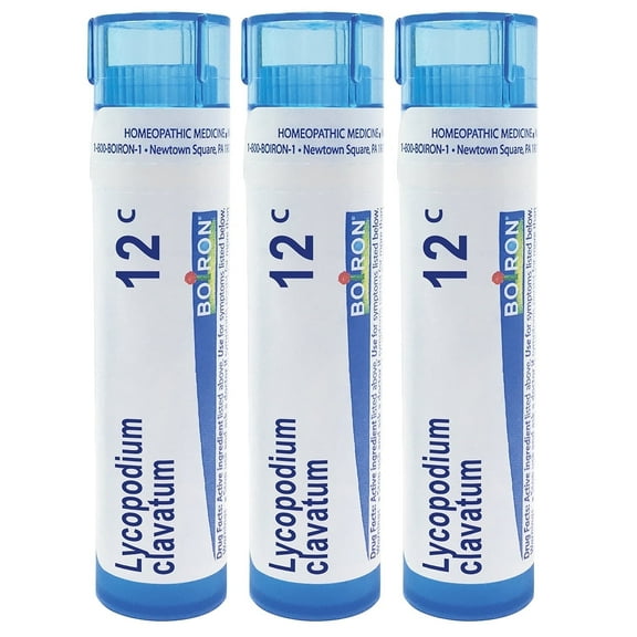 Boiron Lycopodium Clavatum 12C, Homeopathic Medicine for Bloated Abdomen Improved By Passing Gas, 3 Count (3 x 80 Pellets)