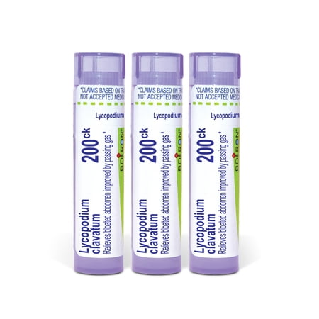 Boiron Lycopodium Clavatum 200CK, Homeopathic Medicine for Bloated Abdomen Improved By Passing Gas, 3 Count (3 x 80 Pellets)
