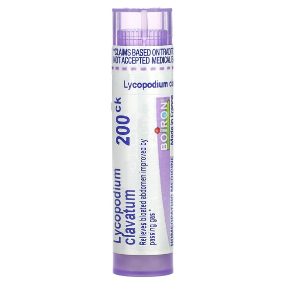 Boiron Lycopodium Clavatum 200CK, Homeopathic Medicine for Bloated Abdomen Improved By Passing Gas, 80 Pellets
