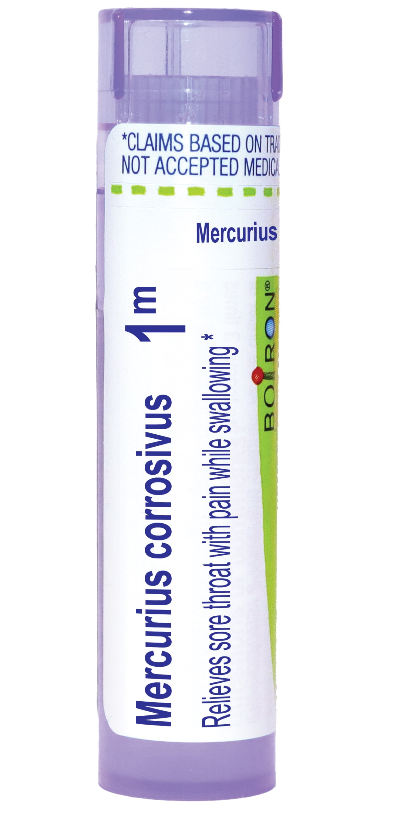 Boiron Mercurius Corrosivus 1M, Homeopathic Medicine for Sore Throat With Pain While Swallowing, 80 Pellets