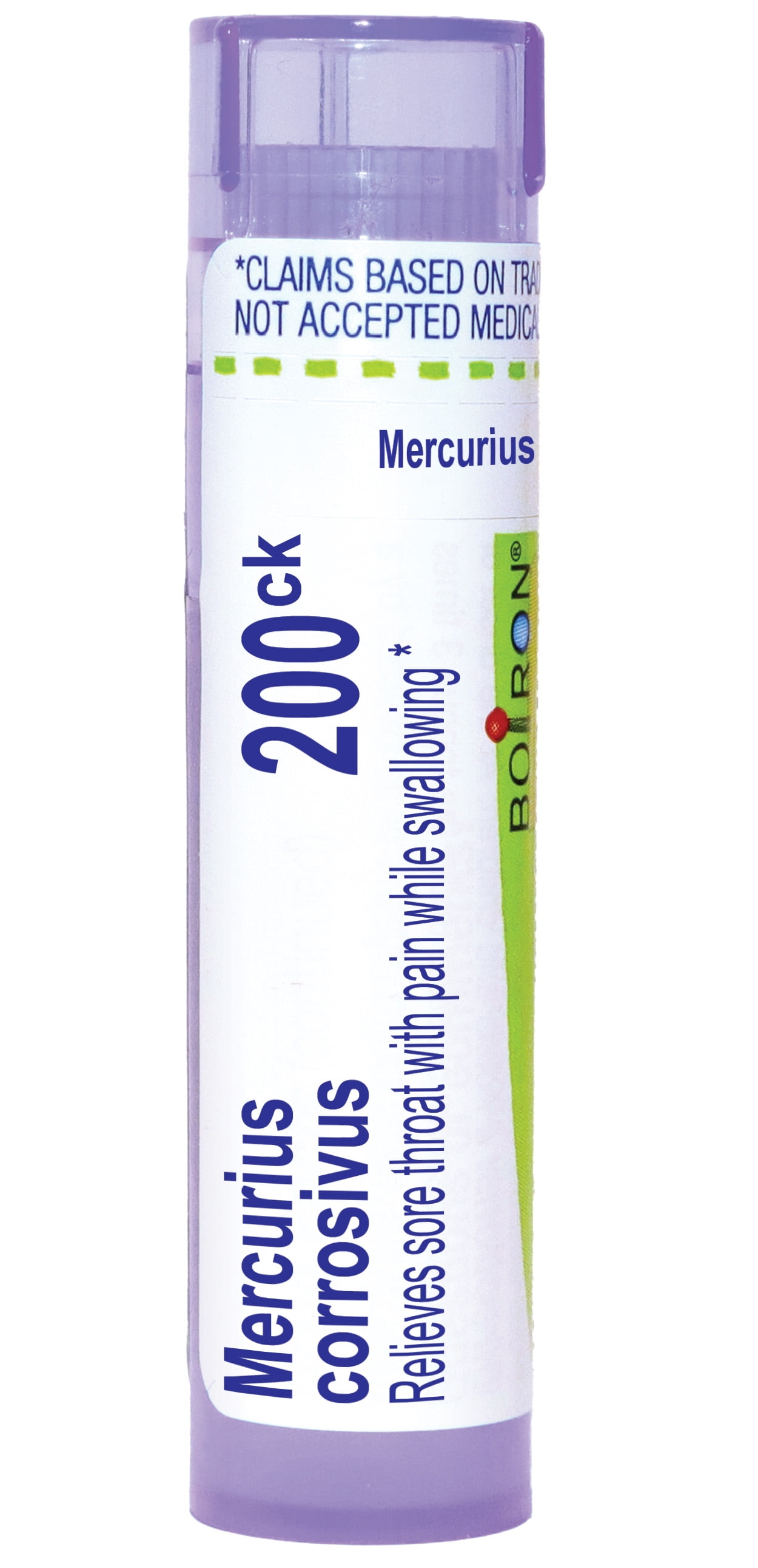 Boiron Mercurius Corrosivus 200CK, Homeopathic Medicine for Sore Throat With Pain While Swallowing, 80 Pellets