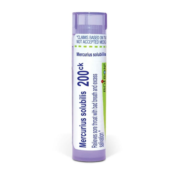 Boiron Mercurius Solubilis 200CK, Homeopathic Medicine for Sore Throat With Bad Breath And Excess Salivation, 80 Pellets