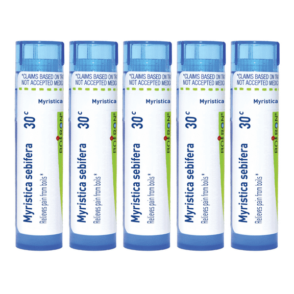 Boiron Myristica Sebifera 30C, Homeopathic Medicine for Pain From Boils, 80 Pellets (5 Pack)