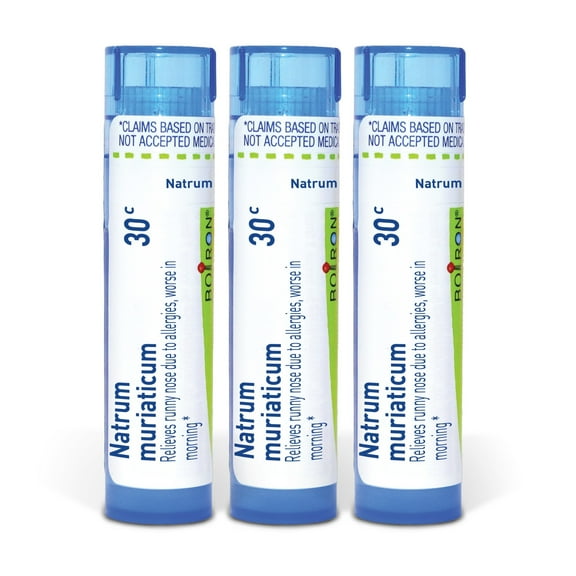 Boiron Natrum Muriaticum 30C, Homeopathic Medicine for Runny Nose Due To Allergies, Worse In Morning, 3 Count (3 x 80 Pellets)