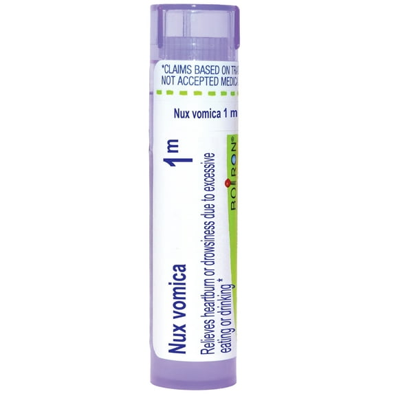 Boiron Nux Vomica 1M, Homeopathic Medicine for Heartburn Or Drowsiness Due To Excessive Eating Or Drinking, 80 Pellets