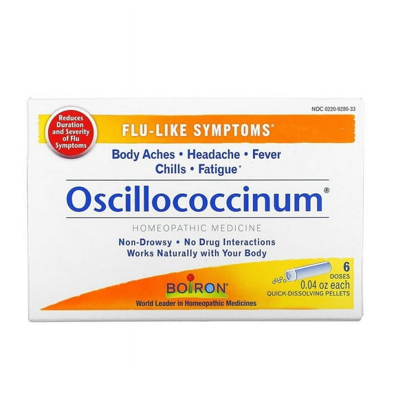 Boiron Oscillococcinum, Homeopathic Medicine for Flu-Like Symptoms 0.04 Oz Each, 6 Doses - 2 Pack