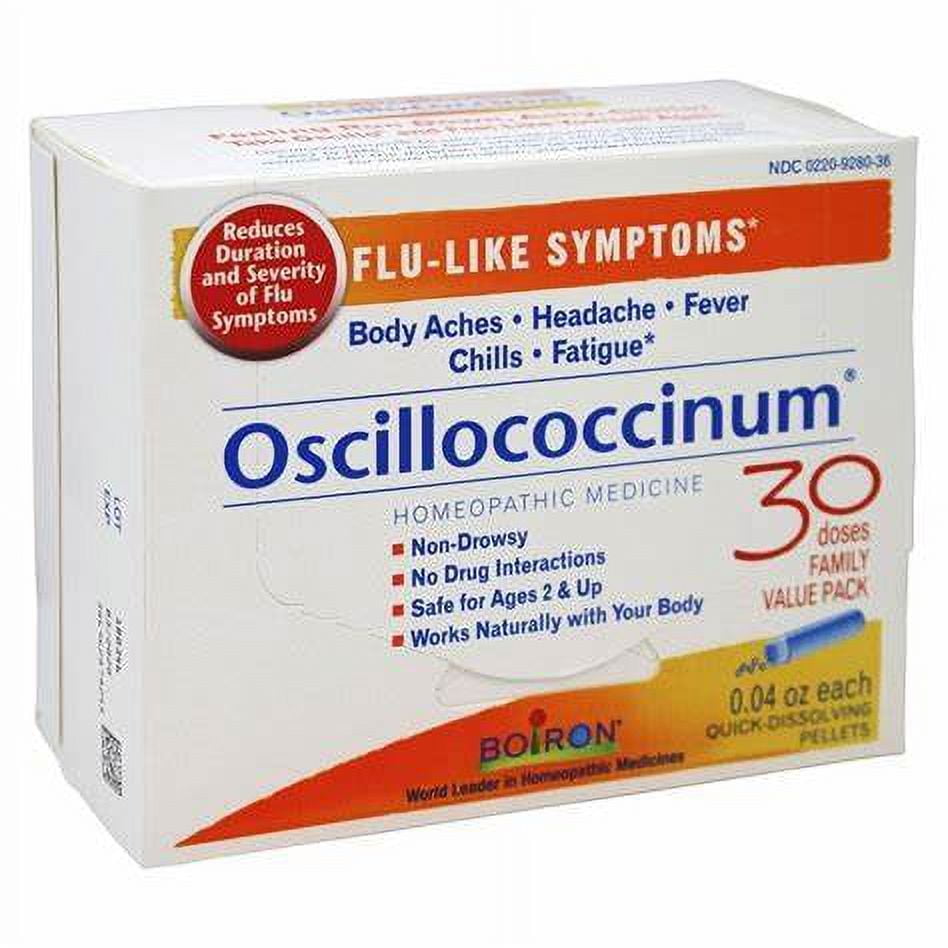 Boiron Oscillococcinum for Adult Unisex Flu-like Symptoms Pellets Headache, Tablet 30 Ct