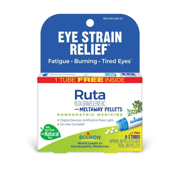 Boiron Ruta Graveolens 6C Bonus , Homeopathic Medicine for Eye Strain Relief, 240 Pellets