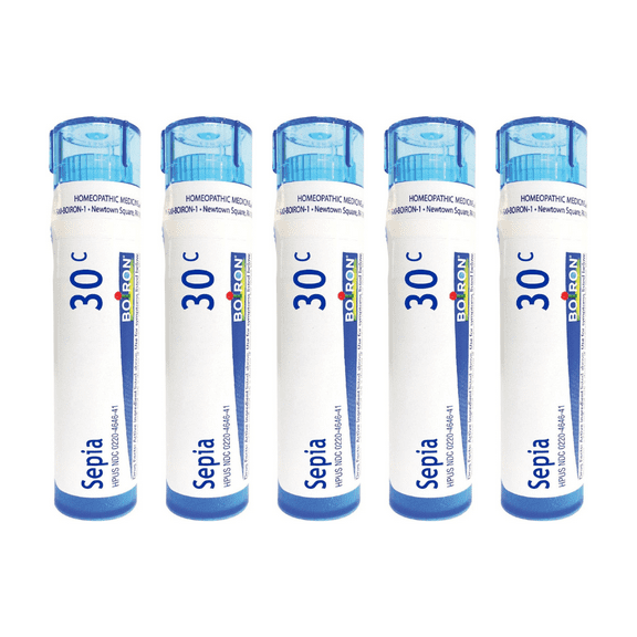 Boiron Sepia 30C, Homeopathic Medicine for Bloating and Lower Back Pain during Menstruation, 80 Pellets (5 Count)