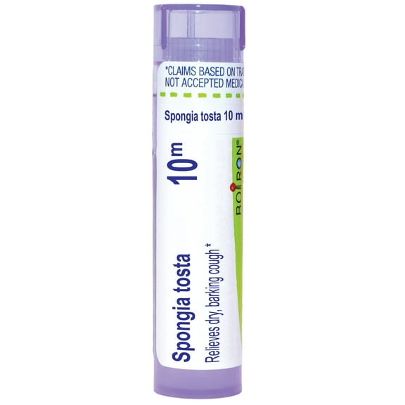 Boiron Spongia Tosta 10M, Homeopathic Medicine for Dry, Barking Cough, 80 Pellets