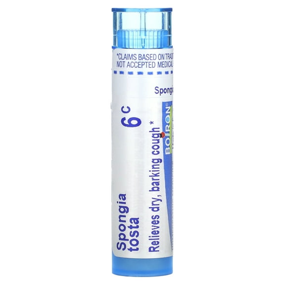 Boiron Spongia Tosta 6C, Homeopathic Medicine for Cough Relief, 80 Pellets