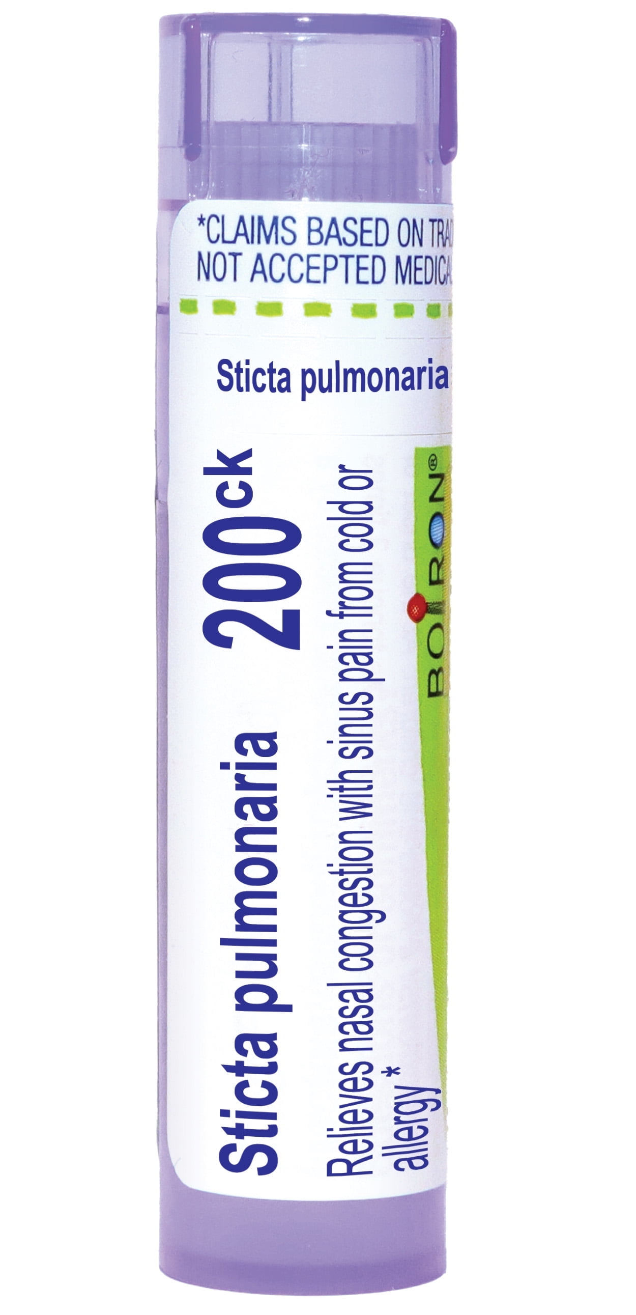 Boiron Sticta Pulmonaria 200CK, Homeopathic Medicine for Nasal Congestion With Sinus Pain From Cold Or Allergy, 80 Pellets