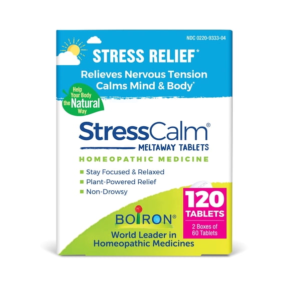 Boiron StressCalm Tablets, Homeopathic Medicine for Stress Relief, Reduces Nervous Tension, Calms Mind & Body, 2 x 60 Tablets Twin Pack