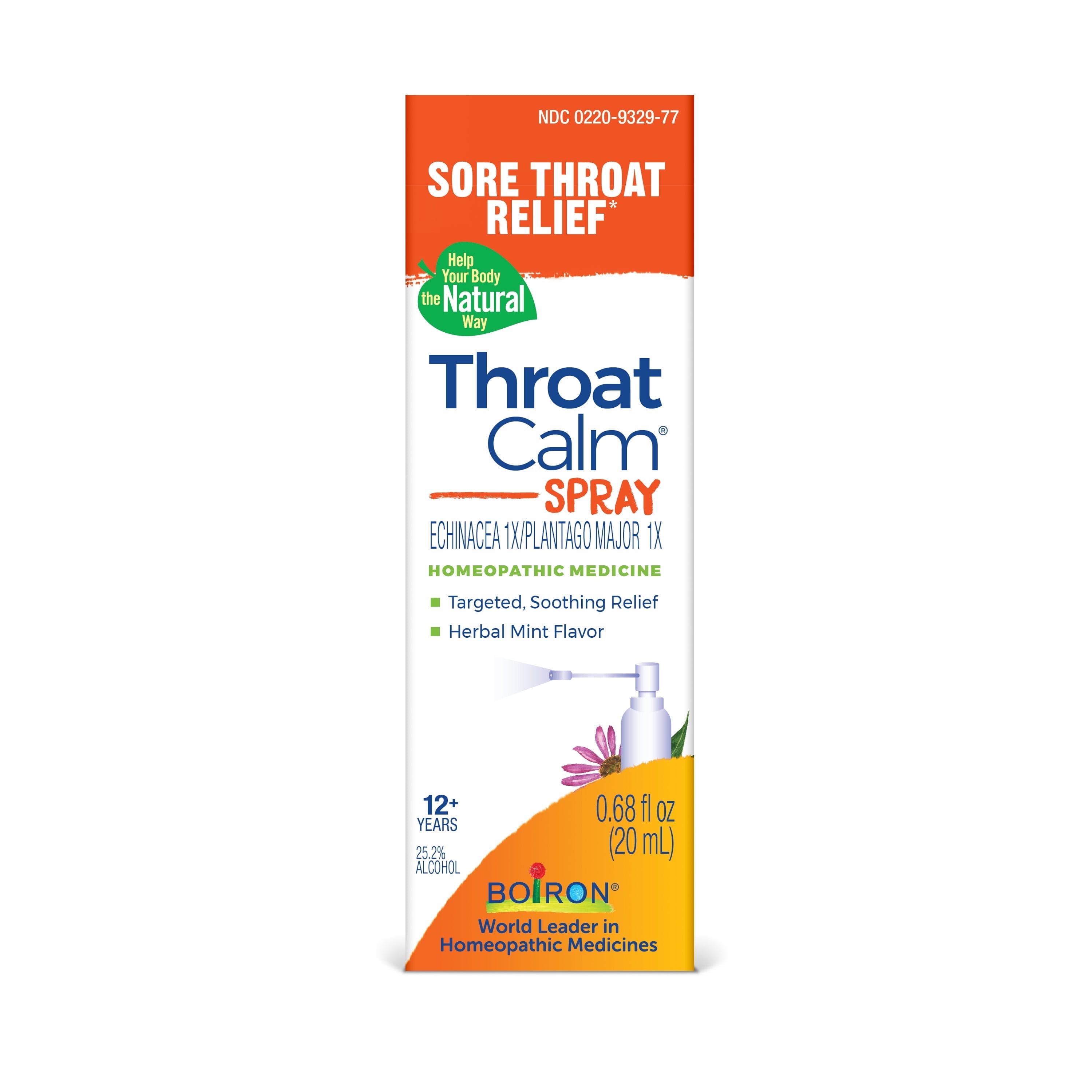 Boiron ThroatCalm Spray, Homeopathic Medicine for Sore Throat Relief, 0.68 fl oz
