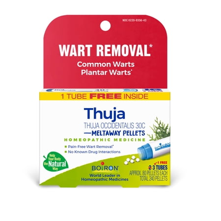 Boiron Thuja Occidentalis 30C Bonus Pack, Homeopathic Medicine for Wart Removal, Common Warts, Plantar Warts, 240 Pellets
