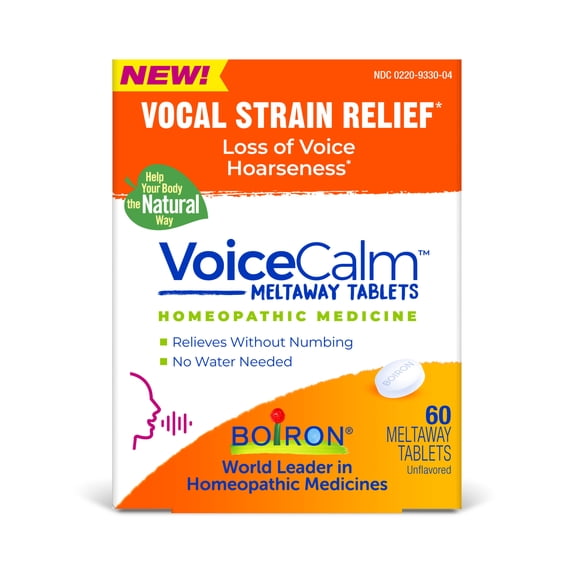 Boiron VoiceCalm Tablets, Homeopathic Medicine for Vocal Strain Relief, Loss of Voice, Hoarseness, 60 Meltaway Tablets