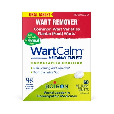 Boiron WartCalm Oral Tablets, Homeopathic Medicine for Wart Remover, Common Wart Varieties Plantar (Foot) Warts, 60 Meltaway Tablets