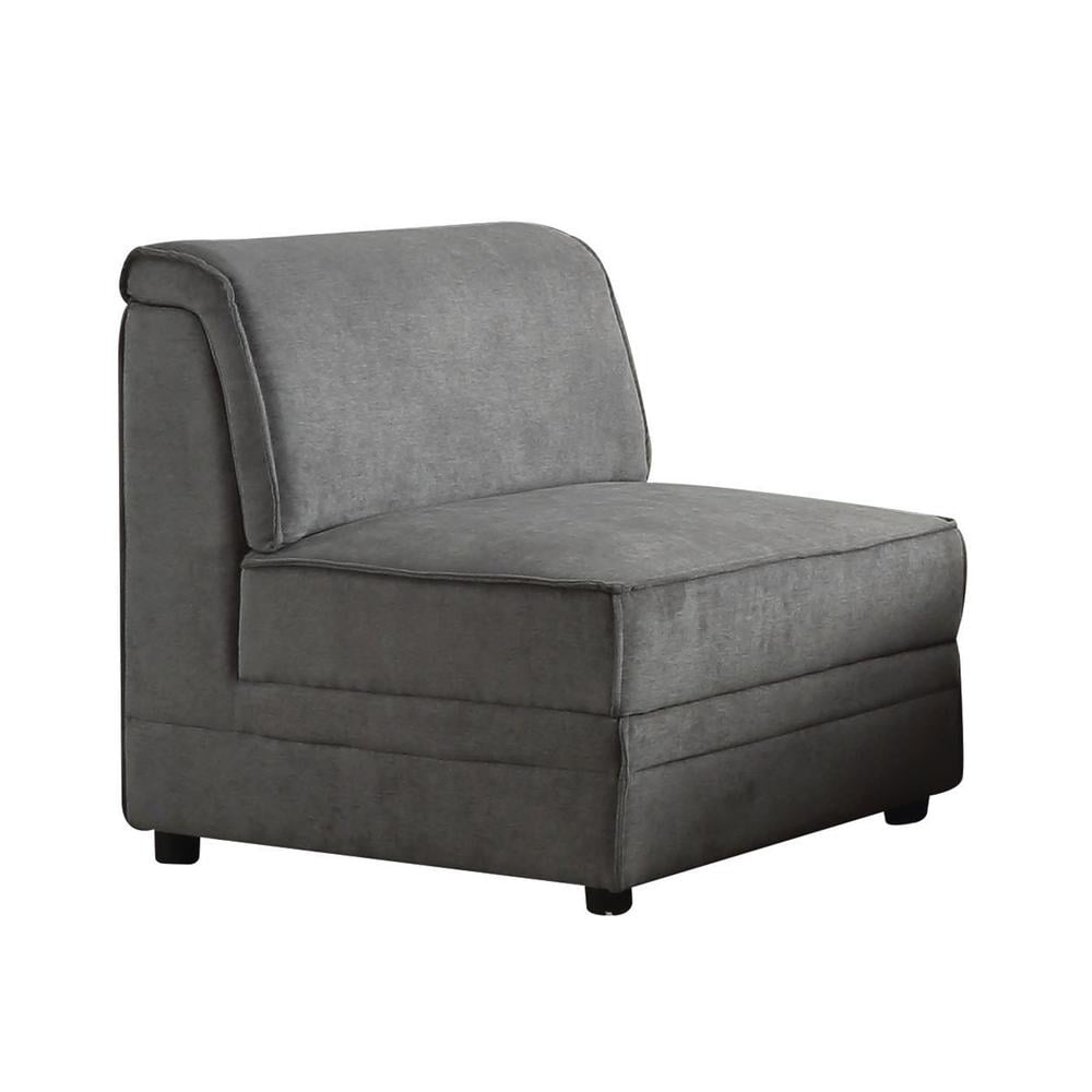 Bois 30" Modular Armless Chair in Gray Velvet