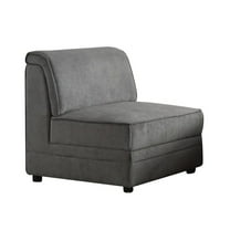 ACME Bois Velvet Upholstered Armless Accent Chair in Gray