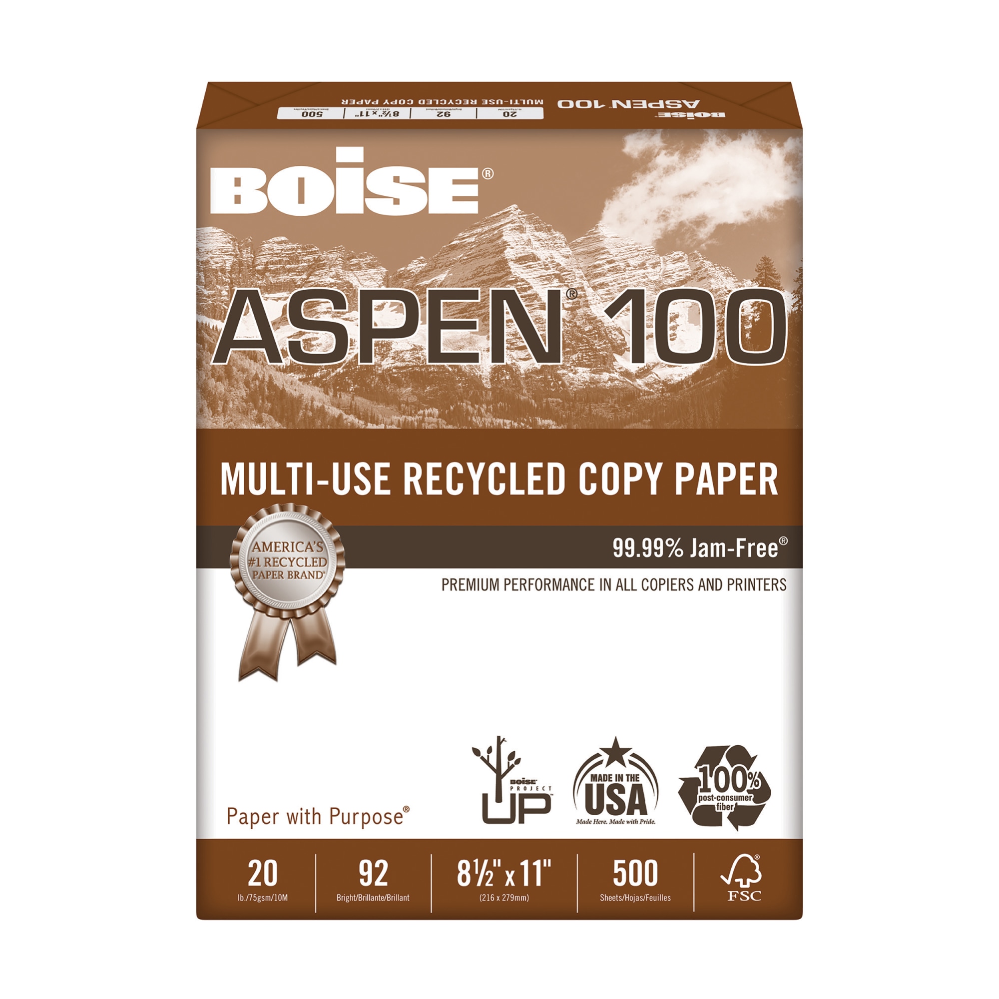 Boise® ASPEN® 100 Multi-Use Printer & Copier Paper, Letter Size (8