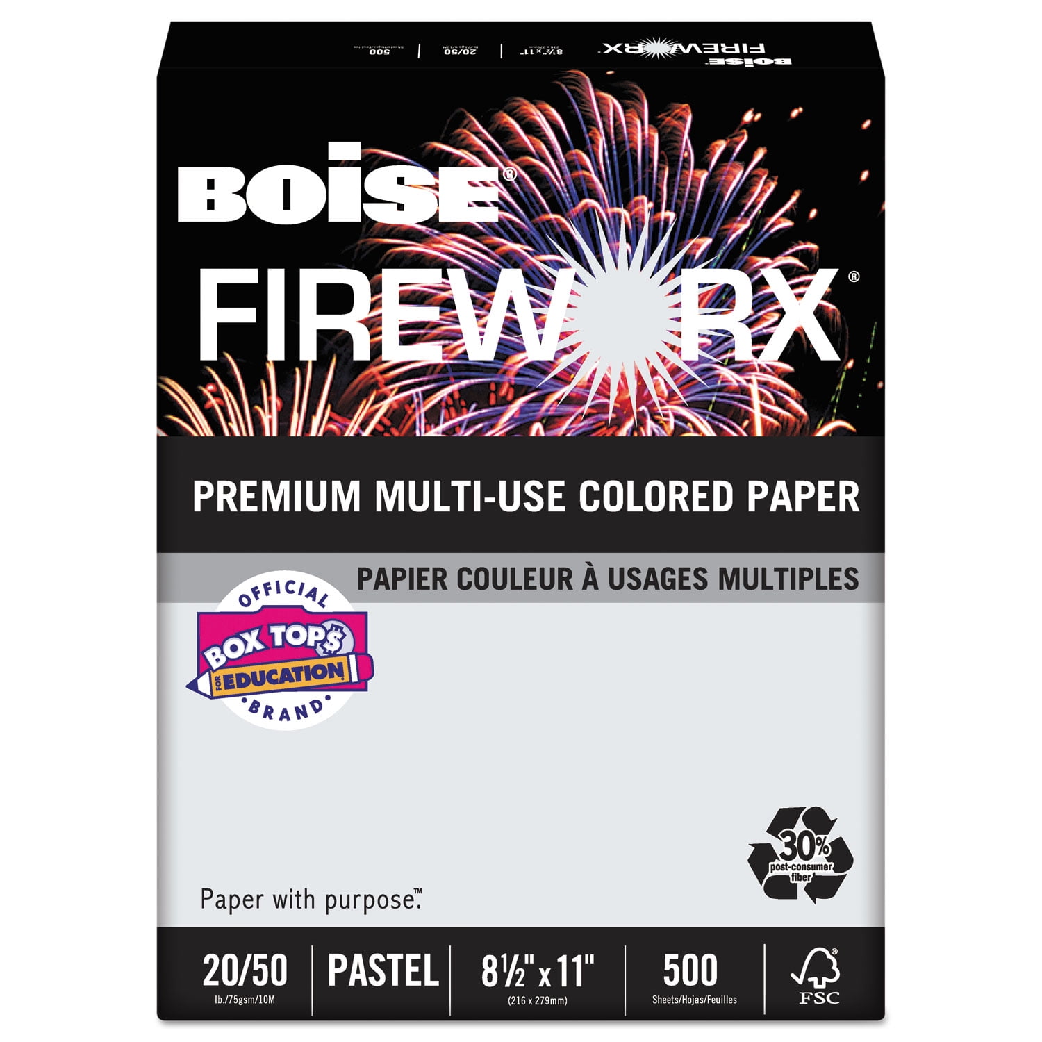 Boise FIREWORX Premium Colored Printer Paper, 20lb, 8-1/2 x
