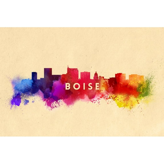 Boise, Idaho, Skyline Abstract (24x36 Giclee Gallery Art Print, Vivid Textured Wall Decor)