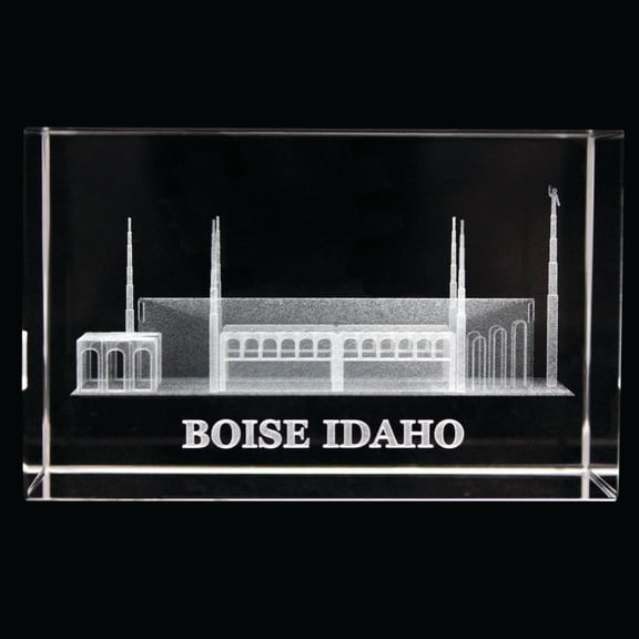 Boise Idaho Temple Laser Engraved Crystal Cube by Ringmasters