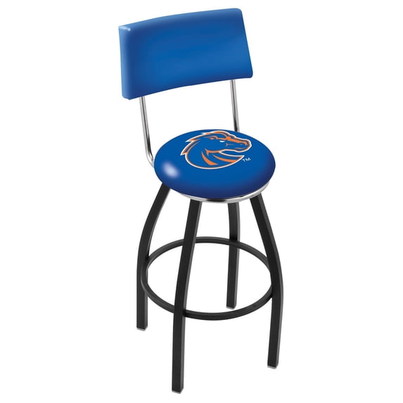 Boise State Broncos 30" Black Wrinkle Swivel Bar Stool with Back