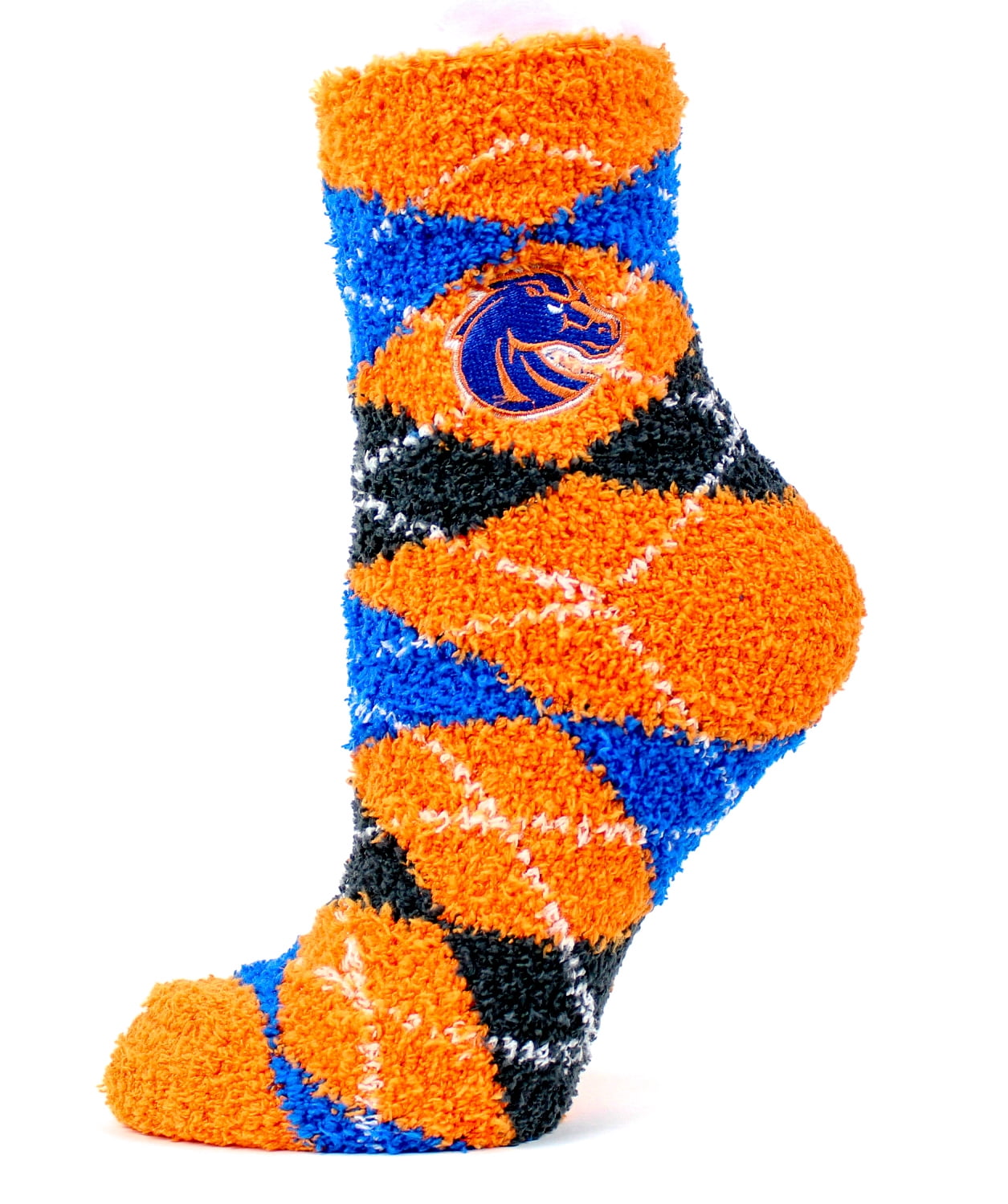 Boise State Broncos Argyle Fuzyy Sock - Donegal Bay - Unisex - One Size - Crew
