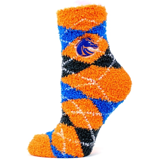 Boise State Broncos Argyle Fuzyy Sock - Donegal Bay - Unisex - One Size - Crew