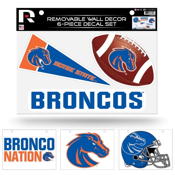 Boise State NCAA Broncos Set of 6 Removable Wall Decal Stickers