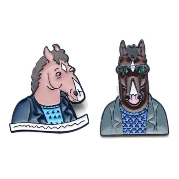 Bojack Horseman Cartoon Characters 2 Piece Enamel Metal Logo Pin Set