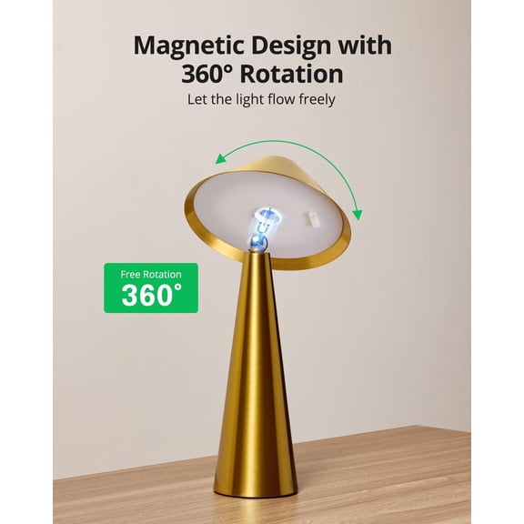 Bojim 2 Pack Rechargeable Cordless Table Lamp, Gold LED Battery Operated Wireless Table Lights, Touch for Color Changing Dimmable, IP54 Waterproof for Restaurant, Dining, Outdoor, , Outside