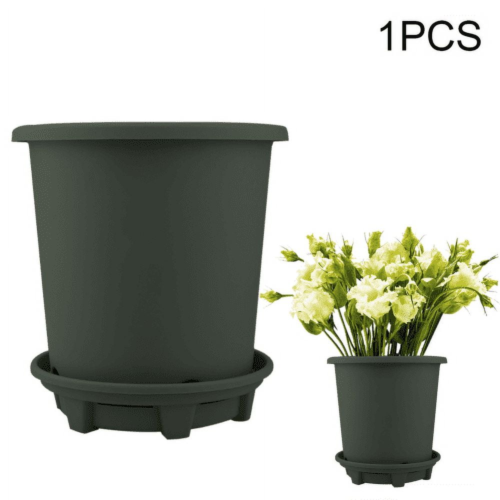Bojue 1 gallon green Round Indoor Plastic Plant Pots Flower Pots with