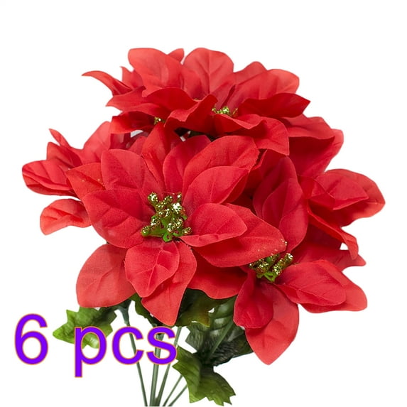 Bojue Chirstmas Tree Flower Simulation Bouquet Poinsettia Artificial Wire Leaf For Indoor Outdoor Xmas Foam Beauty Christmas Tree Decorations