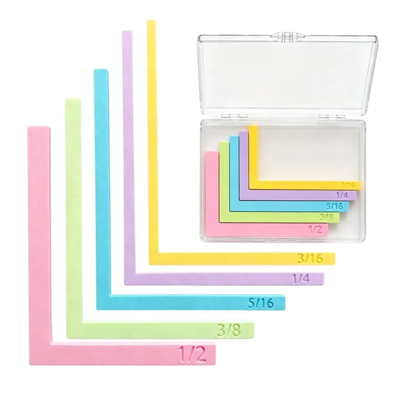 Bok 5pc Paper Crafting Alignment With Storage Precision Layering & Matting Spacers Color Coded L Shaped Ruler With Size Tabs For Card Making And Scrapbooking