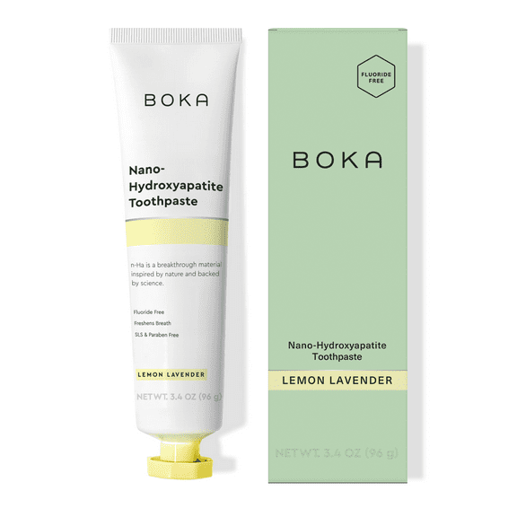 Boka Fluoride Free Toothpaste, Nano-Hydroxyapatite Toothpaste, Appropriate for Sensitive Teeth - Lemon Lavender Flavor, 3.4 fl oz
