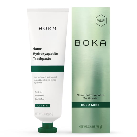 Boka Fluoride Free Toothpaste, Nano Hydroxyapatite Toothpaste,Bold Mint Flavor, 3.4 oz