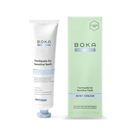 Boka Fluoride Free Toothpaste, Nano Hydroxyapatite Toothpaste - Sensitive Toothpaste, Mint Cream Flavor - 3.4oz