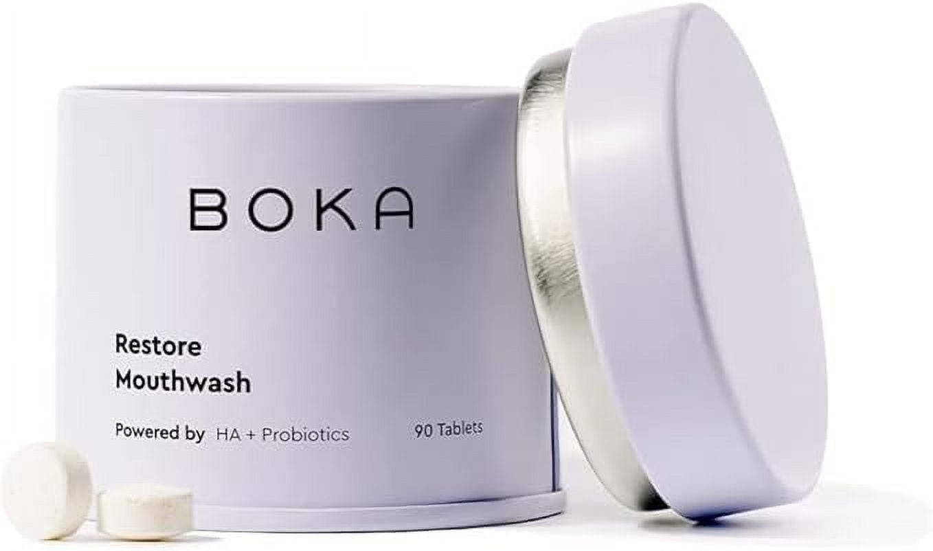 Boka Travel Size Mouthwash Tablets - Hydroxyapatite, Fluoride/Alcohol Free & Eco-Friendly - Chewable Tablet to Freshen & Kill Bad Breath Quickly, Remineralize Teeth Cleansing - 90 Pack