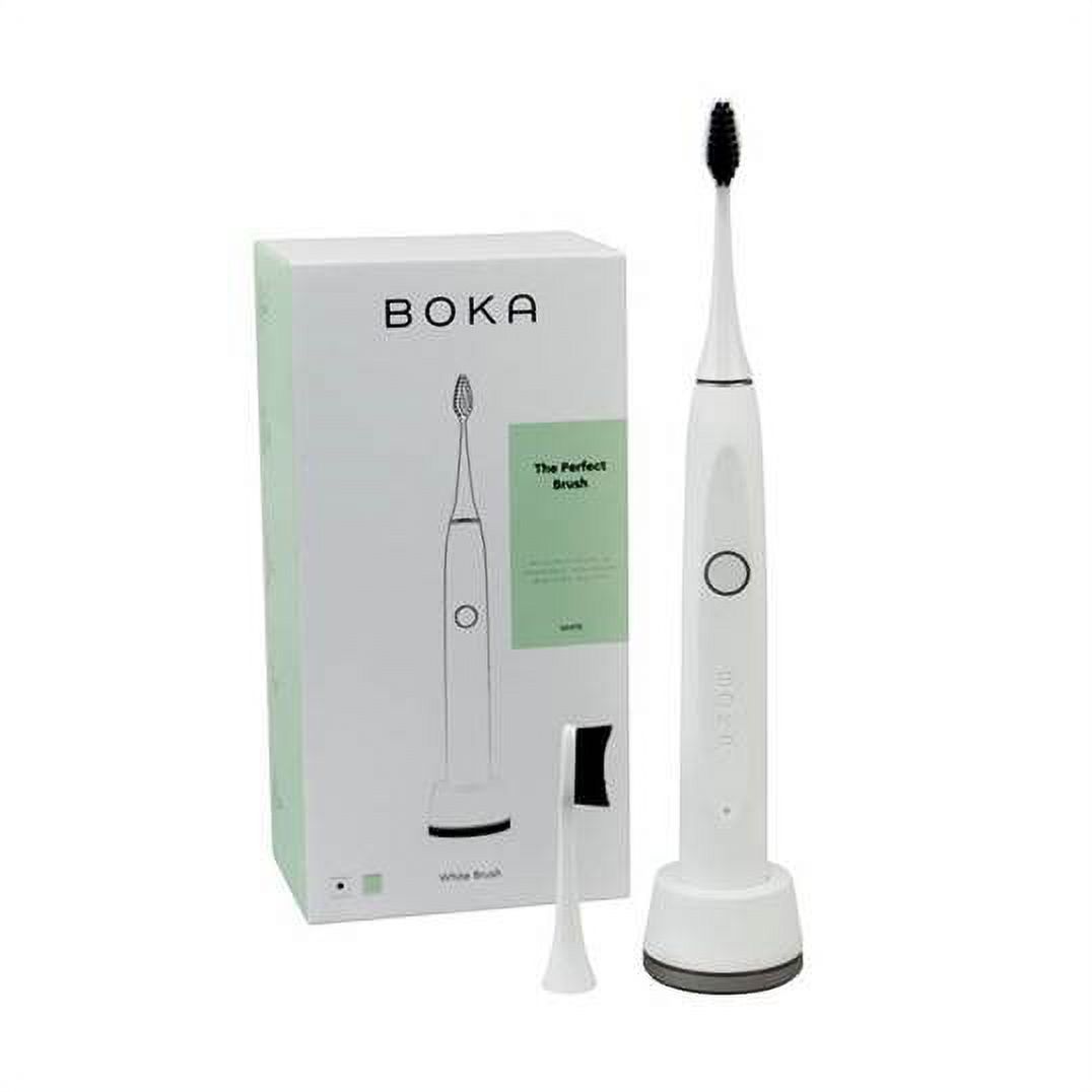 Boka electric toothbrush with two activated charcoal bristle replacement heads, white - image 1 of 5
