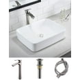 thumbnail image 1 of Bokaiya 16x12 White Vessel Sink and Faucet Combo Above Counter Top Ceramic Rectangular Small Bathroom Vanity Sinks Set, 1 of 10