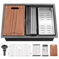 thumbnail image 1 of Bokaiya 32" Undermount Kitchen Sink T403 Stainless Steel Single Bowl Workstation Sink, 1 of 10