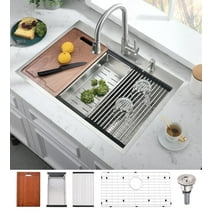 Bokaiya 33 inch Kitchen Sink Drop in Workstation Single Bowl Topmount Kitchen Sink 16 Gauge Stainless Steel 10" Deep Kitchen Sinks with Accessories
