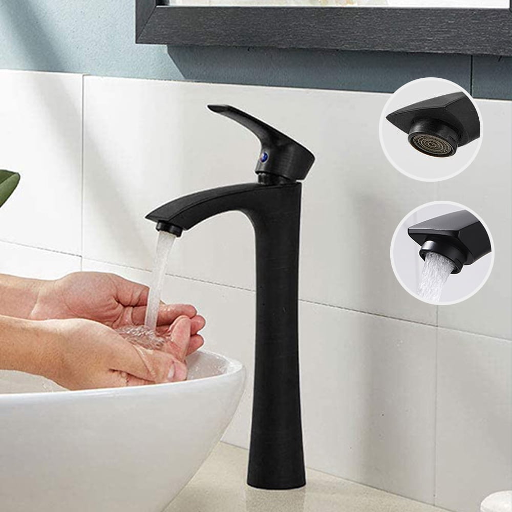Bokaiya Black Bathroom Sink Faucet with Hoses Single Handle Single Hole ...