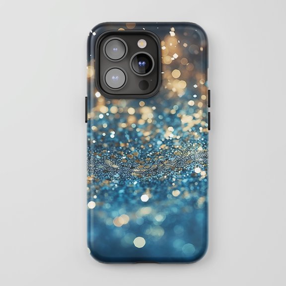 Bokeh Lights For All iPhone Series Tough Phone Case Abstract Blue Gold