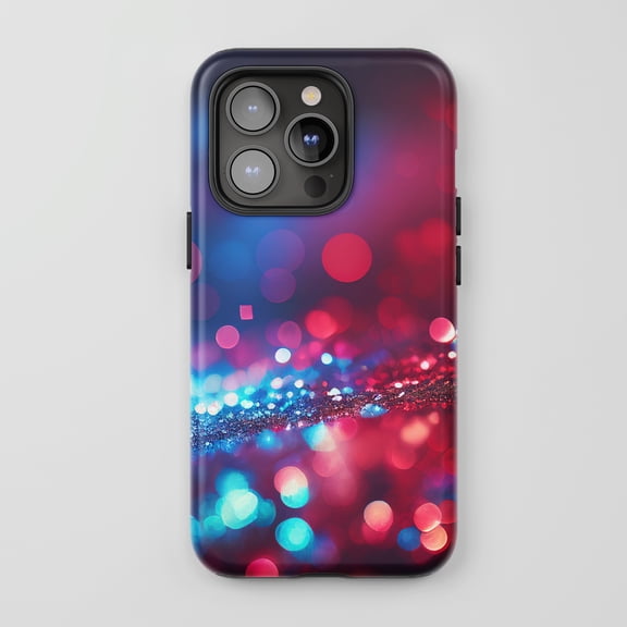 Bokeh Lights For All iPhone Series Tough Phone Case Abstract Red Blue