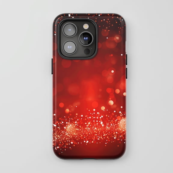 Bokeh Lights For All iPhone Series Tough Phone Case Glitter Red