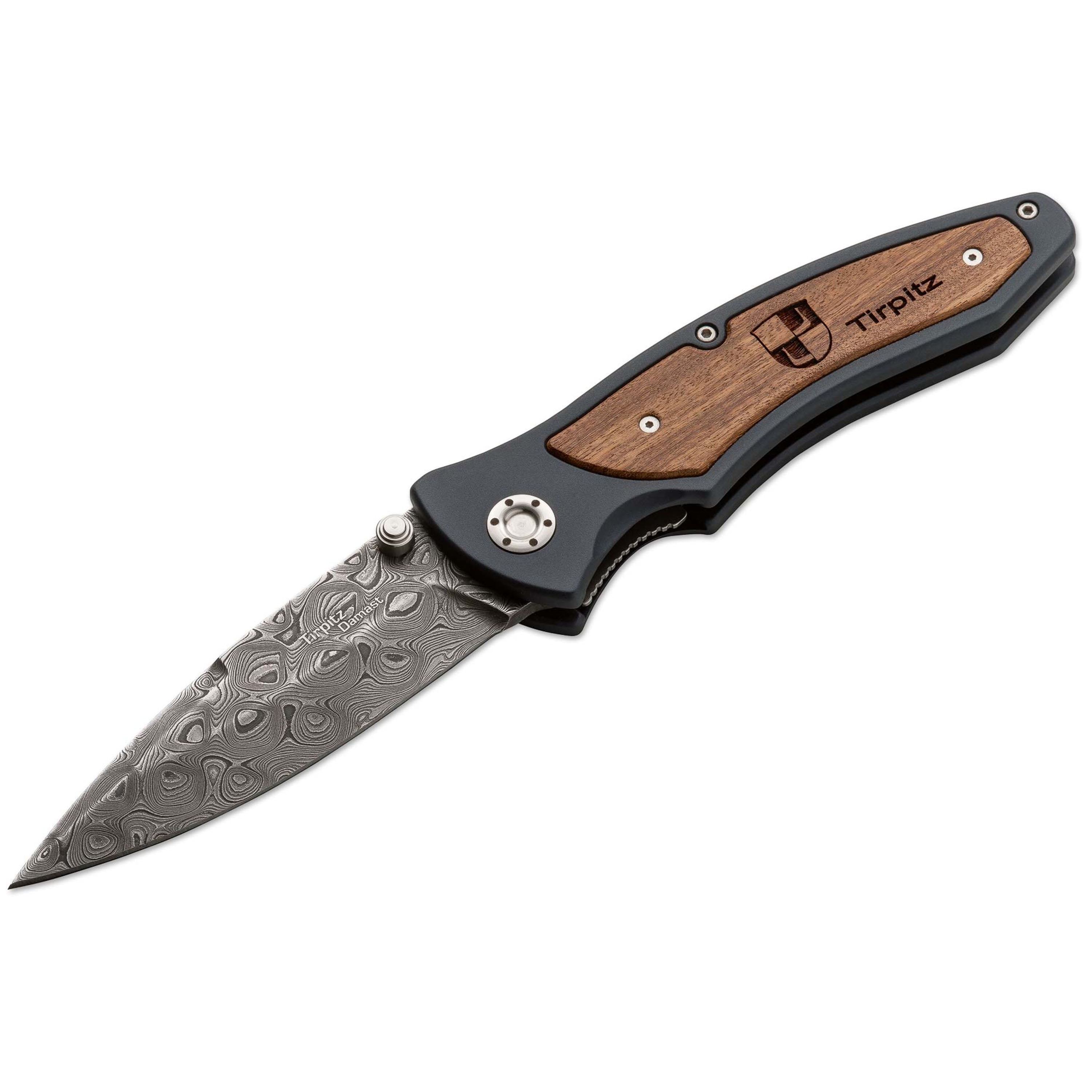 Boker Knives Tirpitz Damascus, (9") Folding Knife